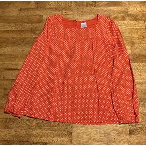 CREWCUTS Square Neck Polka Dot Long Sleeve Red Shirt Top Preppy Classic Size 10